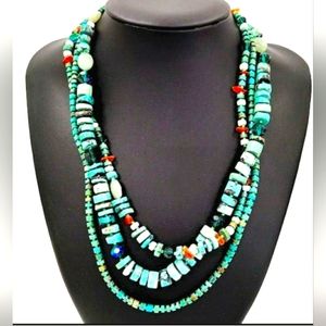 Turquoise Heishi necklace with Gemstones & Glass beads